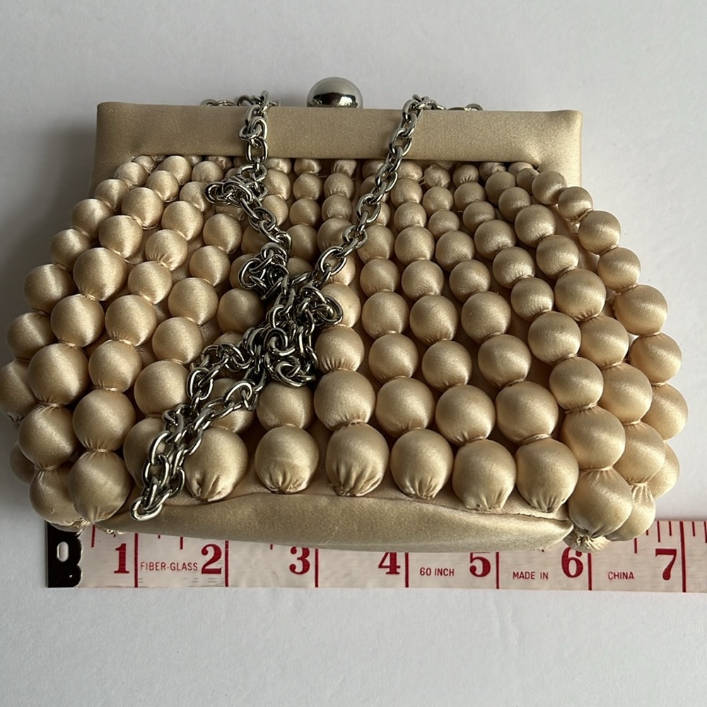 Sondra Roberts Satin Mini Bag Evening Bag Champagne NWT - Picture 3 of 11